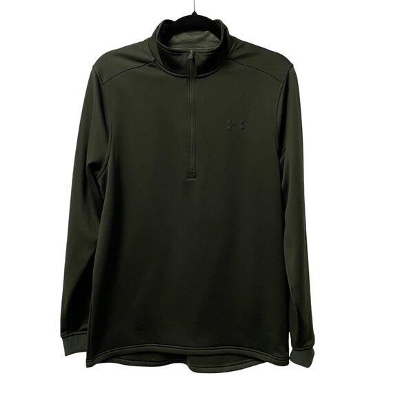UNDER ARMOUR 1/4 ZIP PULLOVER FLEECE LOOSE FIT MENS M COLDGEAR MARINE OD GREEN - Picture 1 of 9